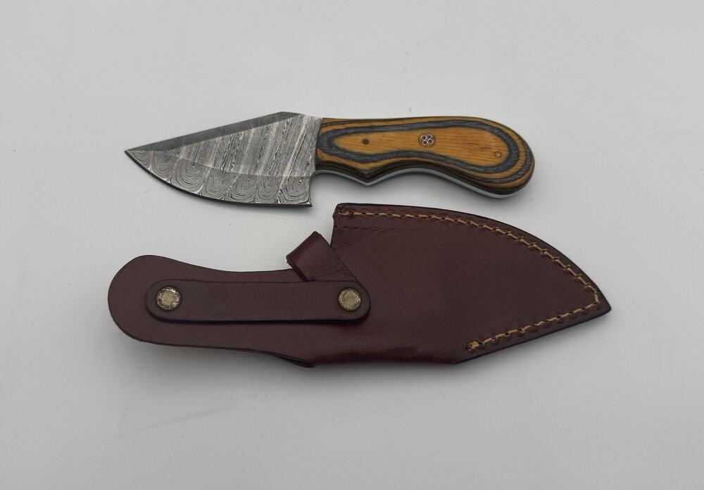 Handmade Damascus Steel Fixed Blade Knife w/ Leather Sheath – Pakistan Made NEW